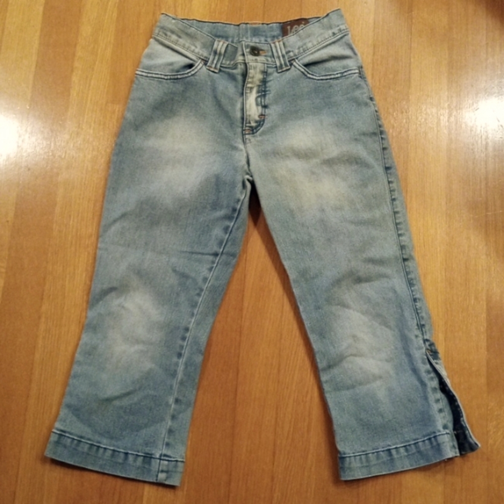 Y2K Lee Jeans Light Wash Denim Low Rise Girls Capris 12